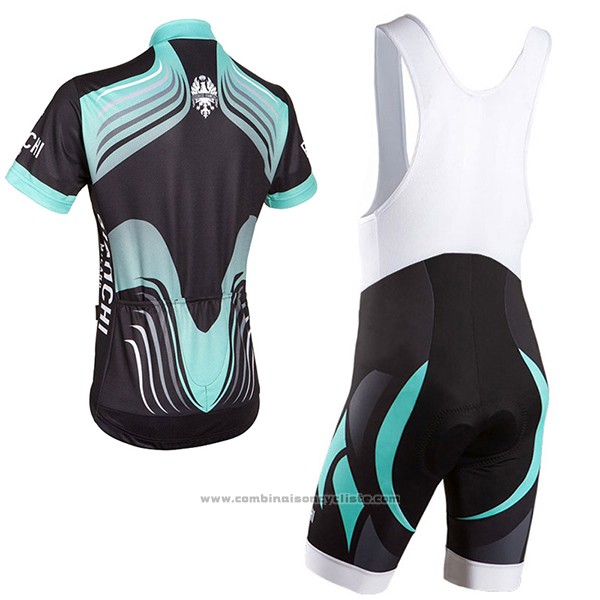 2017 Maillot Cyclisme Bianchi Milano Noir et Vert Manches Courtes et Cuissard