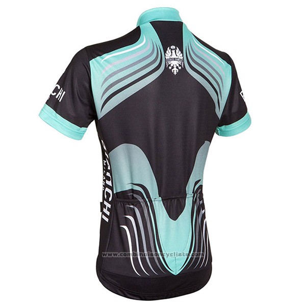 2017 Maillot Cyclisme Bianchi Milano Noir et Vert Manches Courtes et Cuissard