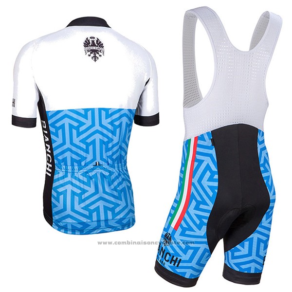 2017 Maillot Cyclisme Bianchi Milano Pontesei Bleu Manches Courtes et Cuissard
