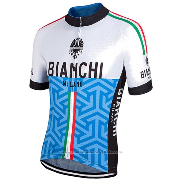 2017 Maillot Cyclisme Bianchi Milano Pontesei Bleu Manches Courtes et Cuissard