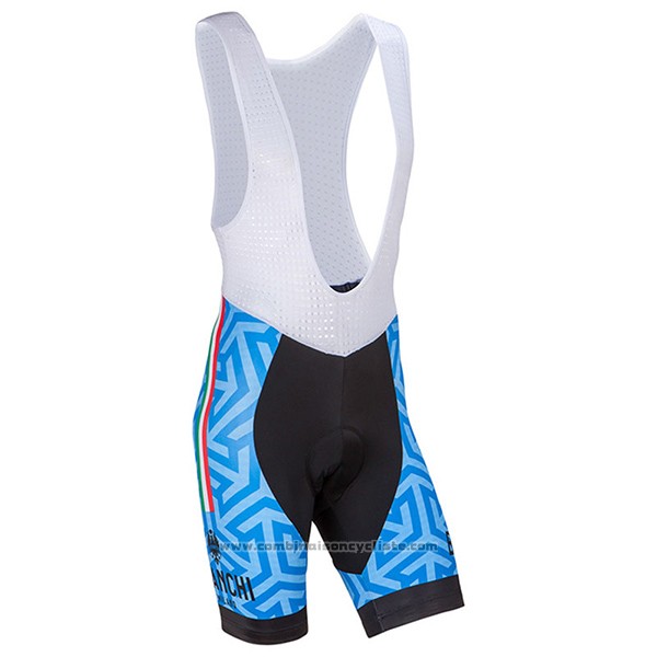 2017 Maillot Cyclisme Bianchi Milano Pontesei Bleu Manches Courtes et Cuissard