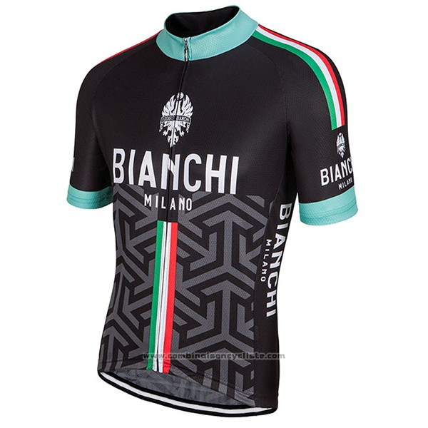 2017 Maillot Cyclisme Bianchi Milano Pride Noir Manches Courtes et Cuissard