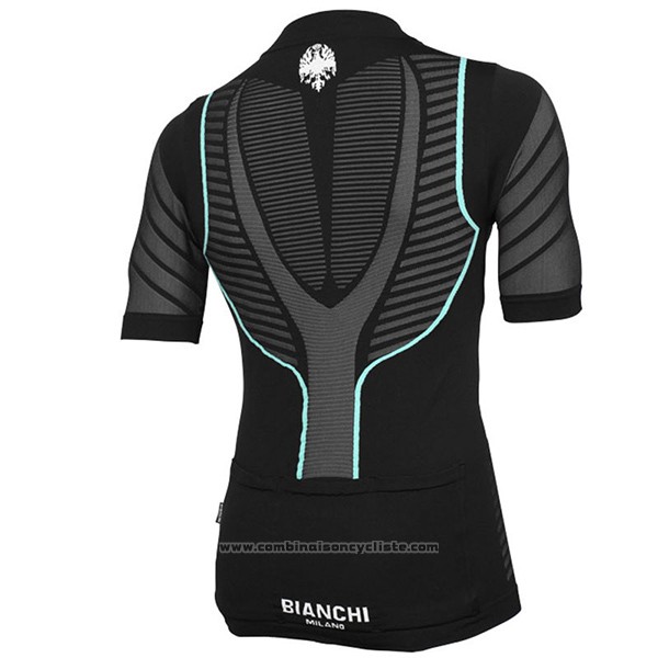 2017 Maillot Cyclisme Bianchi Milano Tago Noir Manches Courtes et Cuissard