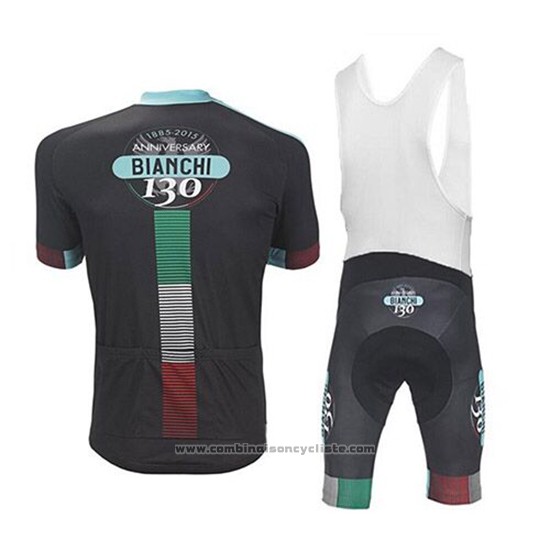 2017 Maillot Cyclisme Bianchi Noir Manches Courtes et Cuissard