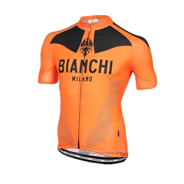 2017 Maillot Cyclisme Bianchi Orange Manches Courtes et Cuissard