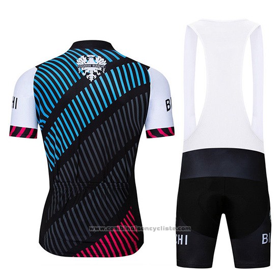 2019 Maillot Cyclisme Bianchi Bleu Noir Rouge Manches Courtes et Cuissard