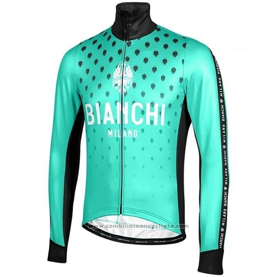 2019 Maillot Cyclisme Bianchi Milano FT Bleu Noir Manches Longues et Cuissard