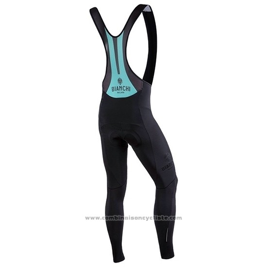2019 Maillot Cyclisme Bianchi Milano FT Bleu Noir Manches Longues et Cuissard
