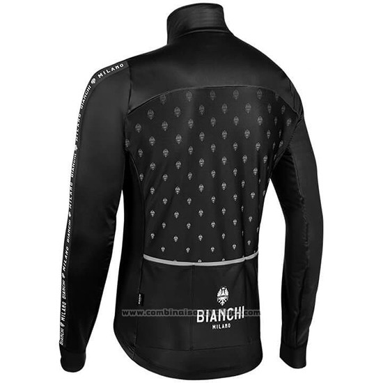 2019 Maillot Cyclisme Bianchi Milano FT Noir Blanc Manches Longues et Cuissard