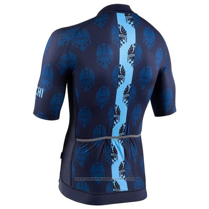 2020 Maillot Cyclisme Bianchi Bleu Manches Courtes et Cuissard