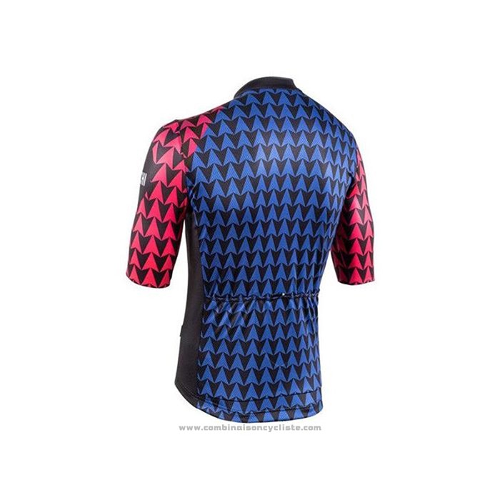 2020 Maillot Cyclisme Bianchi Noir Bleu Rouge Manches Courtes et Cuissard