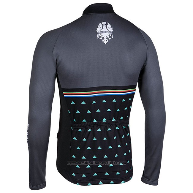 Maillot Cyclisme Bianchi Milano Nalles Noir Manches Longues et Cuissard