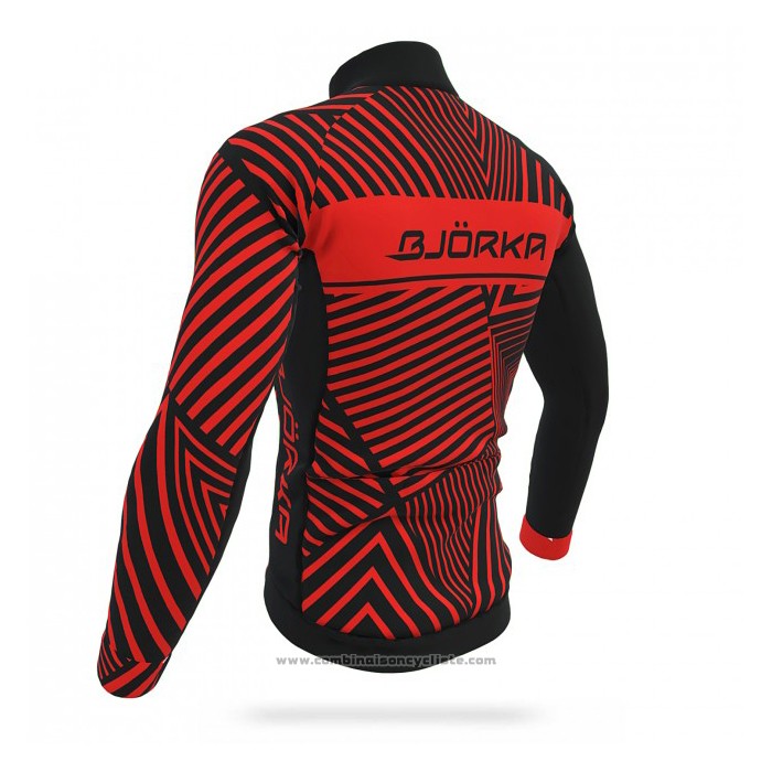 2021 Maillot Cyclisme Bjorka Rouge Manches Longues et Cuissard