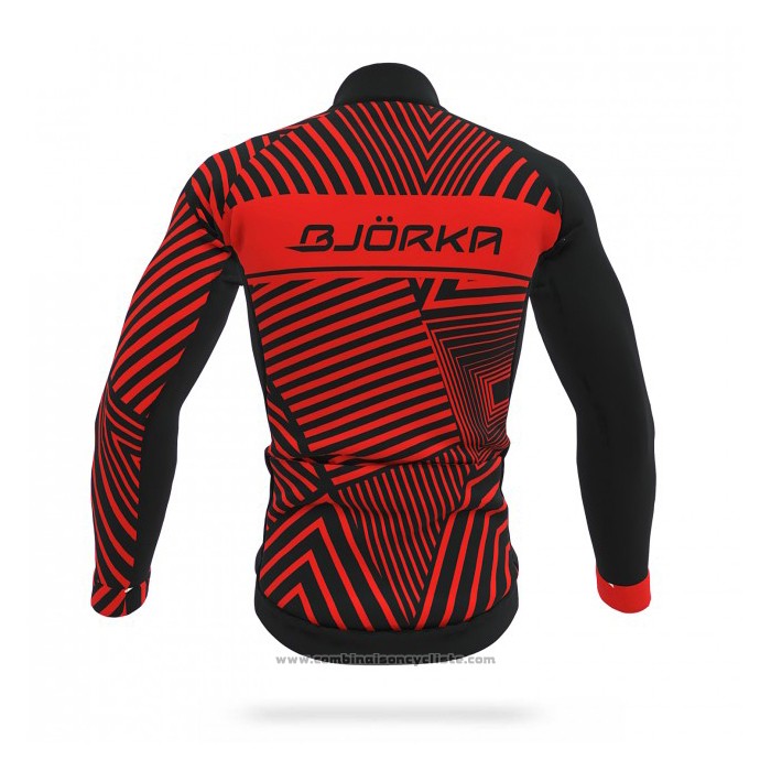 2021 Maillot Cyclisme Bjorka Rouge Manches Longues et Cuissard