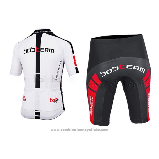 2015 Maillot Cyclisme Bobteam Blanc Manches Courtes et Cuissard