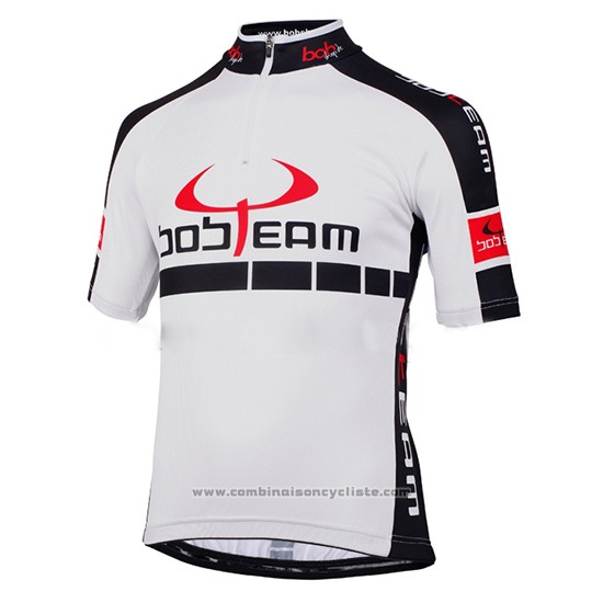 2015 Maillot Cyclisme Bobteam Blanc Manches Courtes et Cuissard