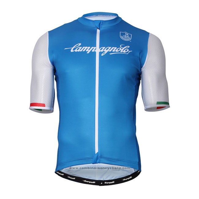 Maillot Cyclisme Campagnolo Iridio Bleu Blanc Manches Courtes et Cuissard
