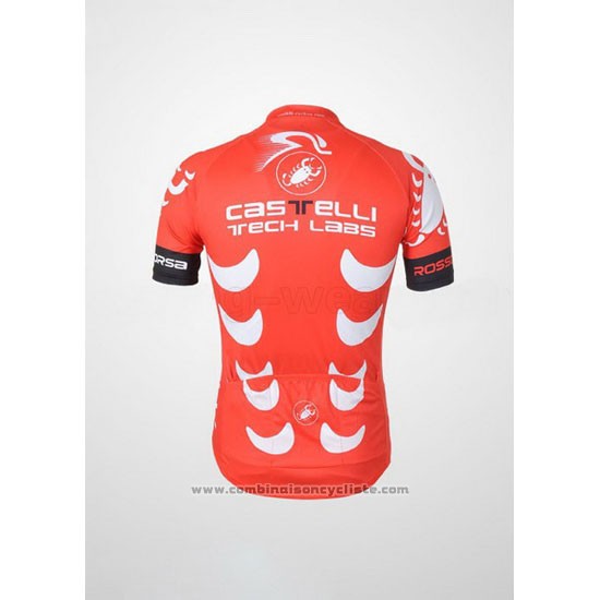 2010 Maillot Cyclisme Castelli Blanc et Rouge Manches Courtes et Cuissard