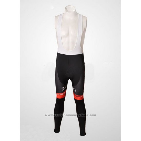 2010 Maillot Cyclisme Castelli Blanc et Rouge Manches Longues et Cuissard