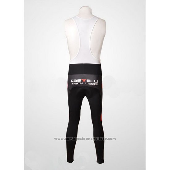 2010 Maillot Cyclisme Castelli Blanc et Rouge Manches Longues et Cuissard