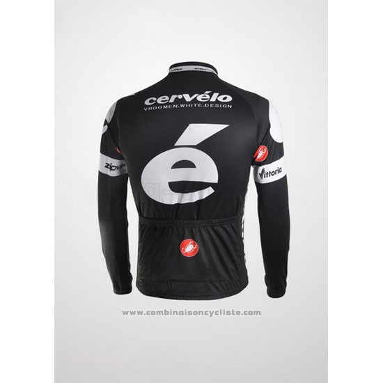 2010 Maillot Cyclisme Castelli Cervelo Blanc et Noir Manches Longues et Cuissard