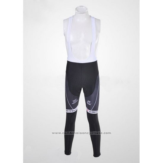 2010 Maillot Cyclisme Castelli Cervelo Blanc et Noir Manches Longues et Cuissard