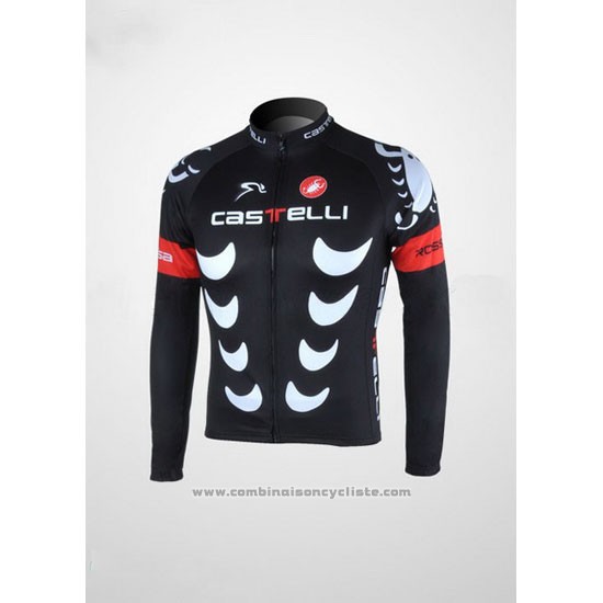 2010 Maillot Cyclisme Castelli Noir et Blanc Manches Longues et Cuissard