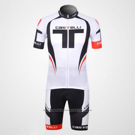 2011 Maillot Cyclisme Castelli Blanc Manches Courtes et Cuissard