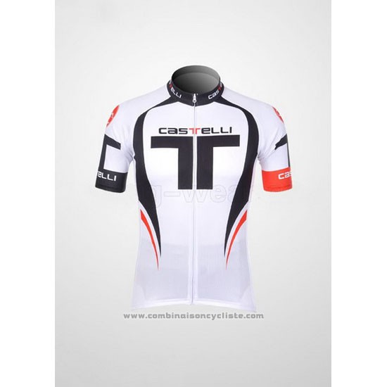 2011 Maillot Cyclisme Castelli Blanc Manches Courtes et Cuissard