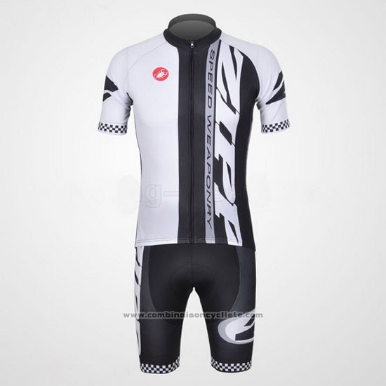 2011 Maillot Cyclisme Castelli Blanc et Noir Manches Courtes et Cuissard