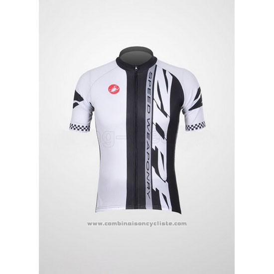 2011 Maillot Cyclisme Castelli Blanc et Noir Manches Courtes et Cuissard