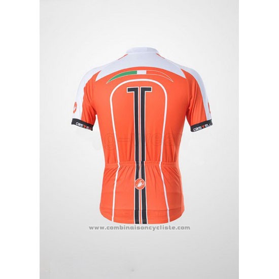2011 Maillot Cyclisme Castelli Blanc et Orange Manches Courtes et Cuissard