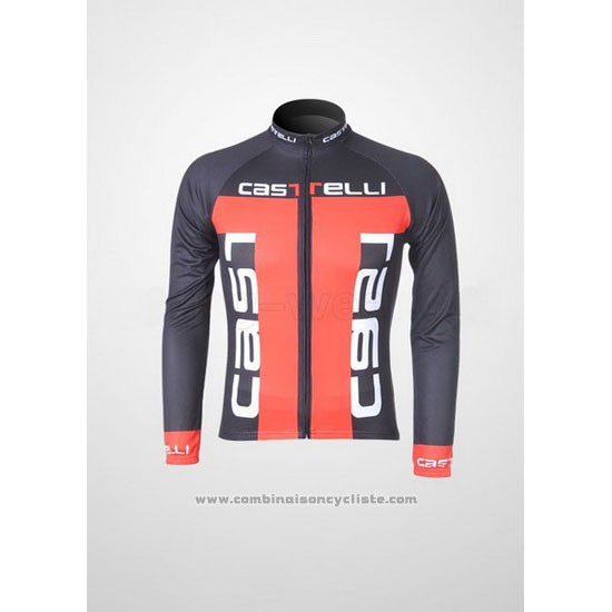 2011 Maillot Cyclisme Castelli Gris et Orange Manches Longues et Cuissard