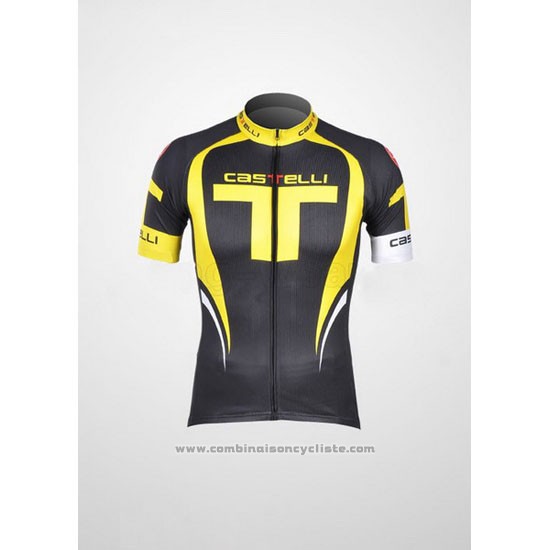 2011 Maillot Cyclisme Castelli Jaune et Noir Manches Courtes et Cuissard