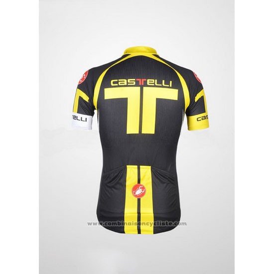 2011 Maillot Cyclisme Castelli Jaune et Noir Manches Courtes et Cuissard