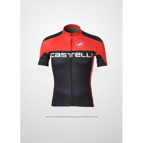 2011 Maillot Cyclisme Castelli Noir et Rouge Manches Courtes et Cuissard
