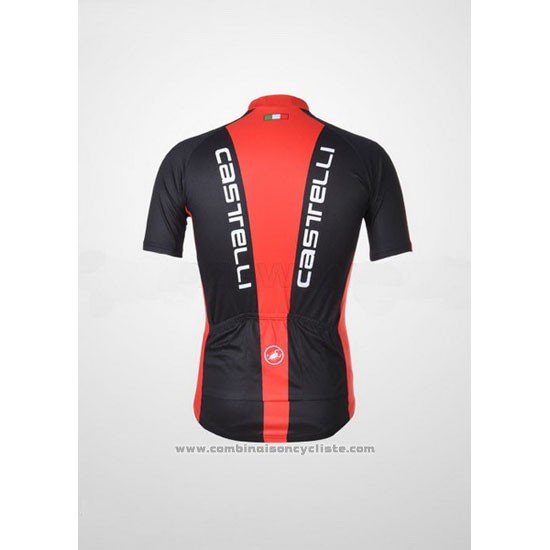 2011 Maillot Cyclisme Castelli Noir et Rouge Manches Courtes et Cuissard