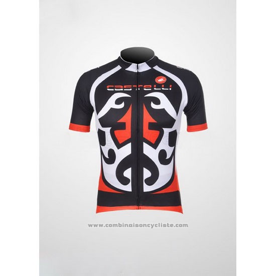 2011 Maillot Cyclisme Castelli Rouge et Noir Manches Courtes et Cuissard