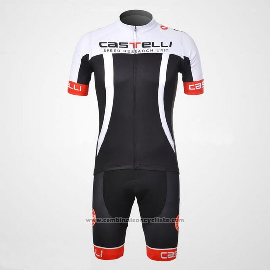 2012 Maillot Cyclisme Castelli Blanc et Noir Manches Courtes et Cuissard