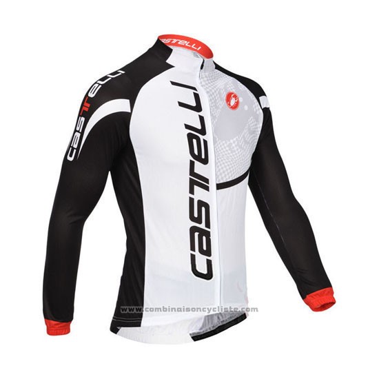 2013 Maillot Cyclisme Castelli Noir et Blanc Manches Longues et Cuissard