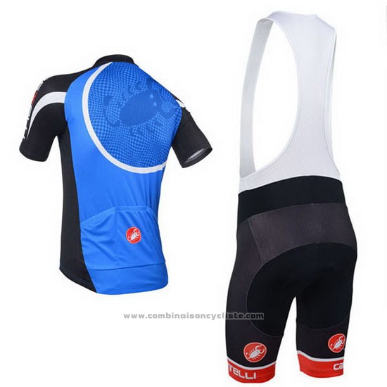 2013 Maillot Cyclisme Castelli Noir et Bleu Manches Courtes et Cuissard