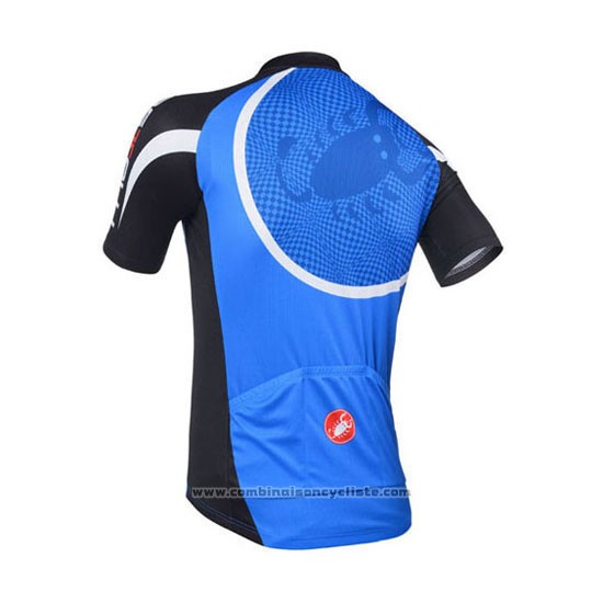 2013 Maillot Cyclisme Castelli Noir et Bleu Manches Courtes et Cuissard