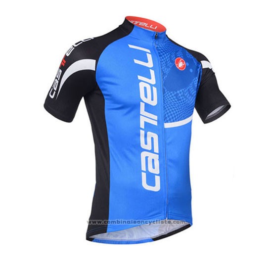 2013 Maillot Cyclisme Castelli Noir et Bleu Manches Courtes et Cuissard