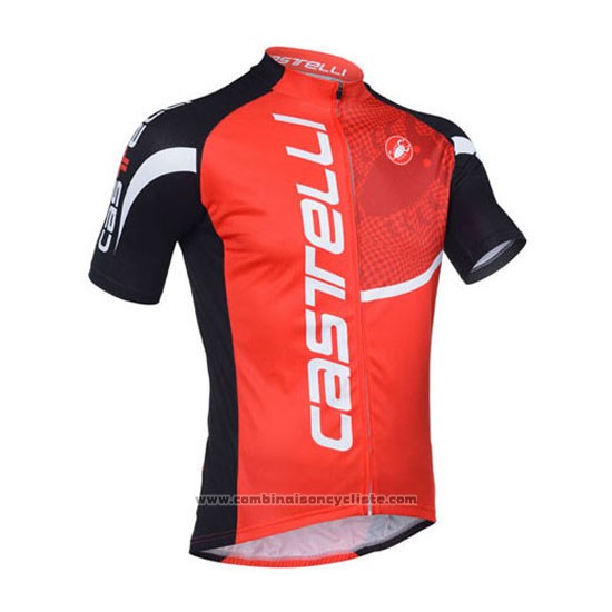 2013 Maillot Cyclisme Castelli Noir et Rouge Manches Courtes et Cuissard