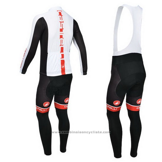 2013 Maillot Cyclisme Castelli Orange et Blanc Manches Longues et Cuissard