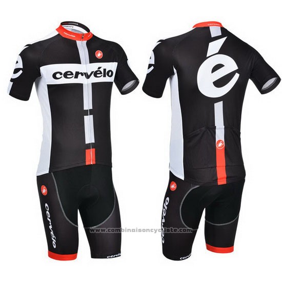 2013 Maillot Cyclisme Cervelo Blanc et Noir Manches Courtes et Cuissard