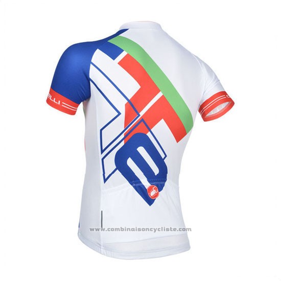 2014 Maillot Cyclisme Castelli Blanc et Bleu Manches Courtes et Cuissard