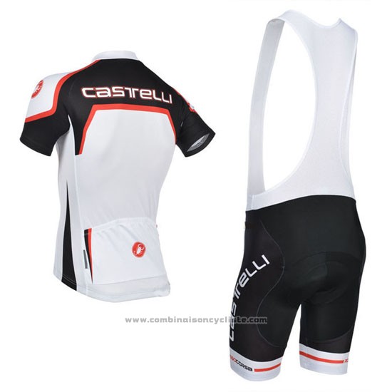 2014 Maillot Cyclisme Castelli Blanc et Orange Manches Courtes et Cuissard