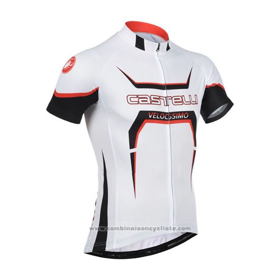 2014 Maillot Cyclisme Castelli Blanc et Orange Manches Courtes et Cuissard