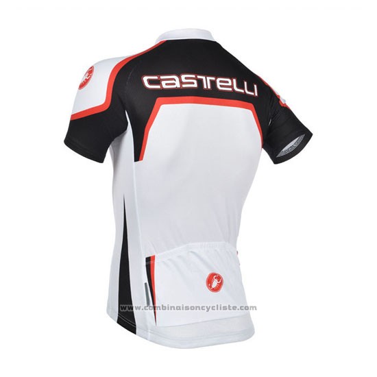 2014 Maillot Cyclisme Castelli Blanc et Orange Manches Courtes et Cuissard